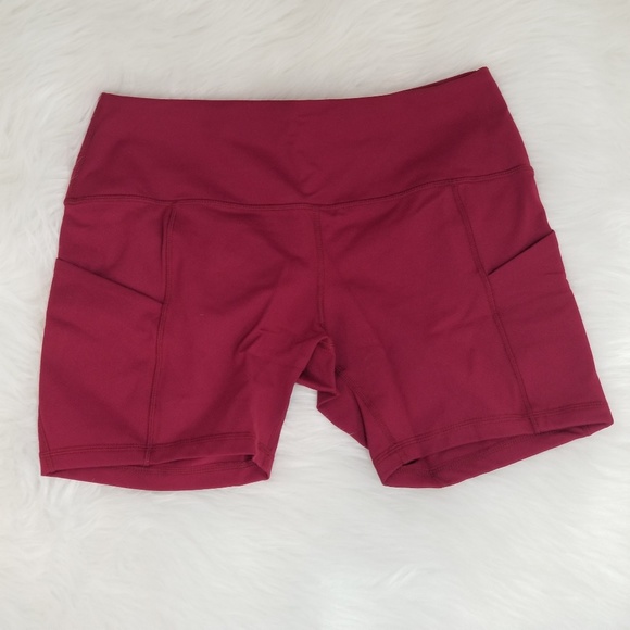 NWT Highwaisted Soft Nylon Burgundy pocket shorts - Picture 3 of 5